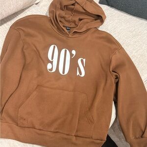SHEIN Brown '90's' Print Hoodie